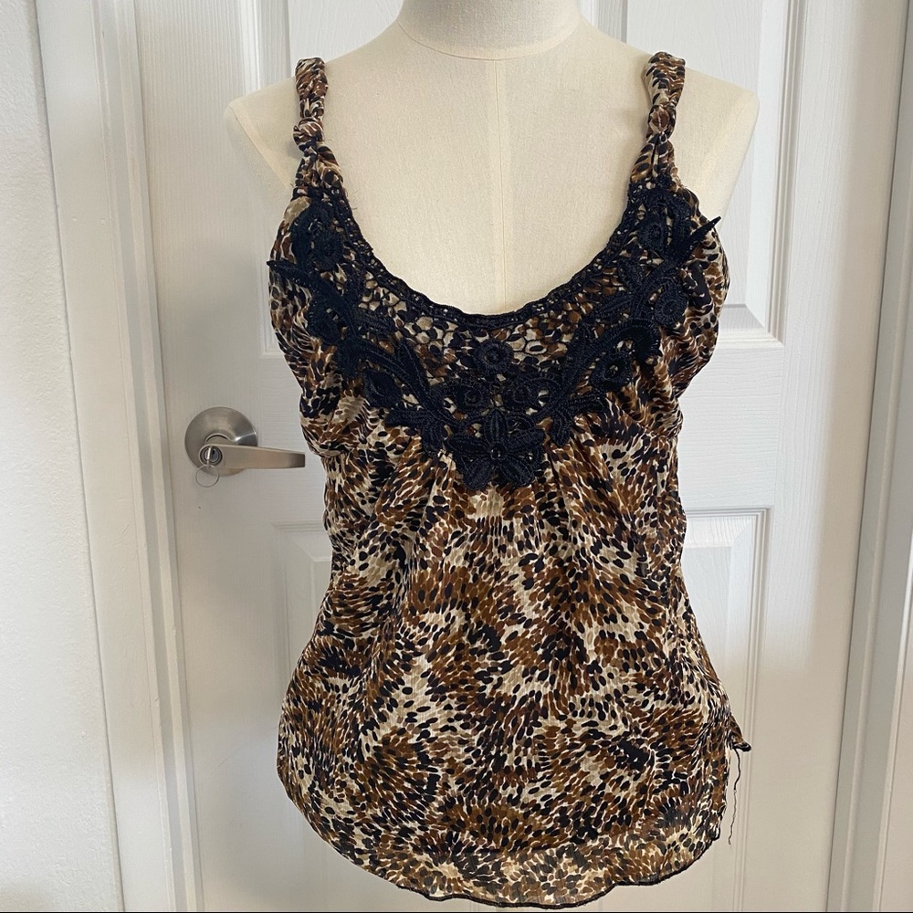Heart Soul leopard appliqué sleeveless top medium‎